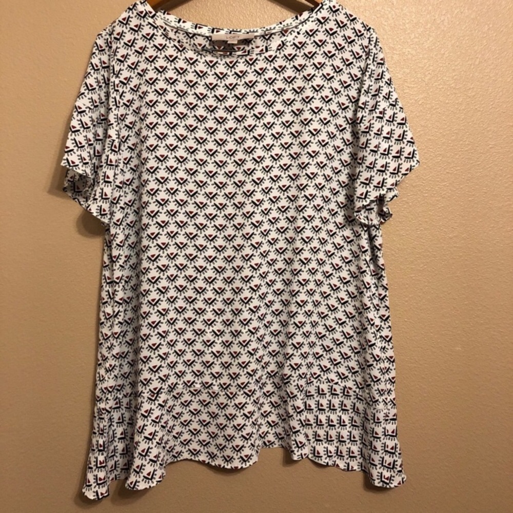 Loft White Peplum Ruffle Top